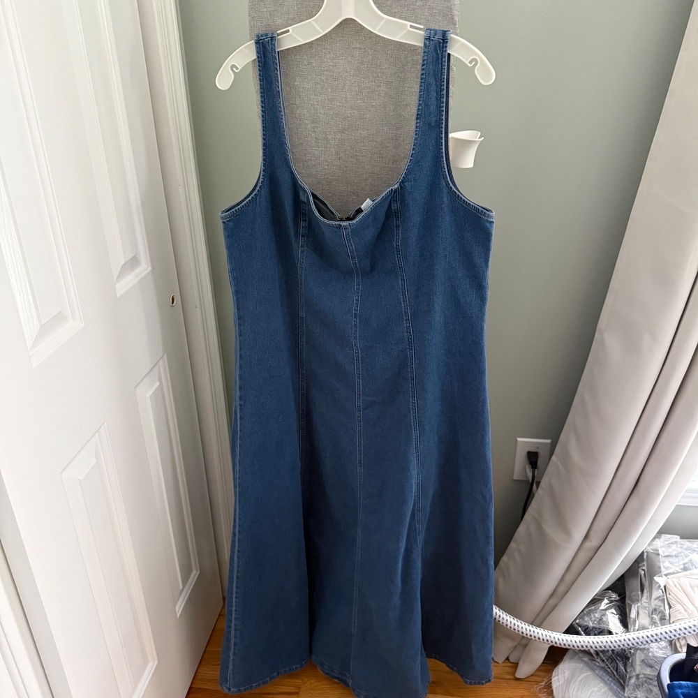 Old Navy XL Tall Denim Maxi Dress Sleeveless A-Line 90s Minimalist Western Blue